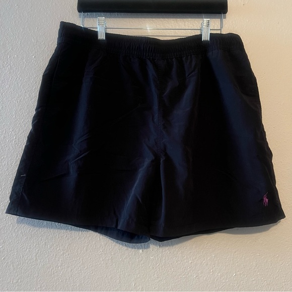Ralph Lauren Polo Swim Trunks Bathing Suit Size L Black Purple 3 pockets - Picture 1 of 5